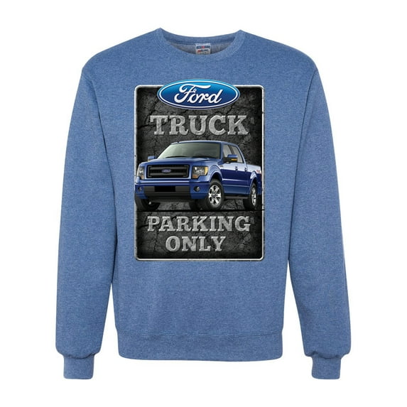 Ford Truck Parking Only Sign Gift for Owners of Ford Trucks | Mens Cars and Trucks Crewneck Graphic Sweatshirt, Vintage Heather Blue, Small