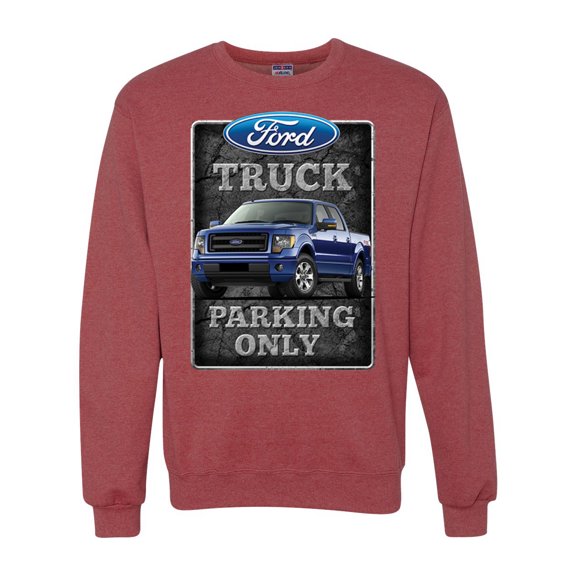 Ford Truck Parking Only Sign Gift for Owners of Ford Trucks | Mens Cars and Trucks Crewneck Graphic Sweatshirt, Vintage Heather Red, 3XL