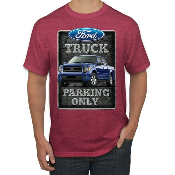 Ford Truck Parking Only Sign Gift for Owners of Ford Trucks | Mens Cars and Trucks Graphic T-Shirt, Vintage Heather Red, Small
