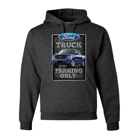 Ford Truck Parking Only Sign Gift for Owners of Ford Trucks | Mens Cars and Trucks Hooded Sweatshirt Graphic Hoodie, Heather Black, Large