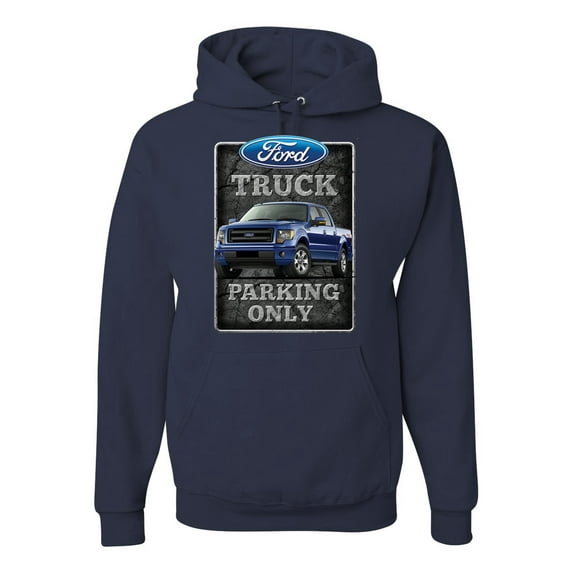 Ford Truck Parking Only Sign Gift for Owners of Ford Trucks | Mens Cars and Trucks Hooded Sweatshirt Graphic Hoodie, Navy, 2XL