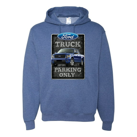 Ford Truck Parking Only Sign Gift for Owners of Ford Trucks | Mens Cars and Trucks Hooded Sweatshirt Graphic Hoodie, Vintage Heather Blue, Medium