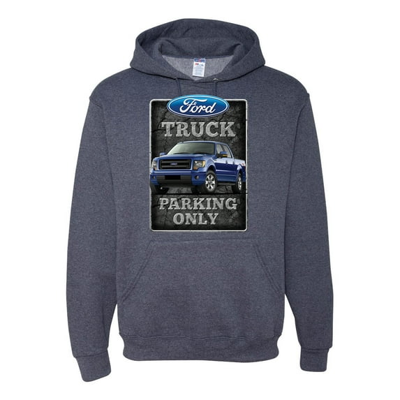Ford Truck Parking Only Sign Gift for Owners of Ford Trucks | Mens Cars and Trucks Hooded Sweatshirt Graphic Hoodie, Vintage Heather Navy, X-Large