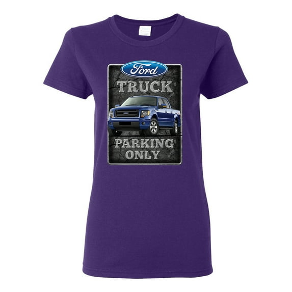 Ford Truck Parking Only Sign Gift for Owners of Ford Trucks | Womens Cars and Trucks Graphic T-Shirt, Purple, Medium