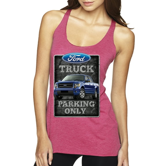 Ford Truck Parking Only Sign Gift for Owners of Ford Trucks | Womens Cars and Trucks Premium Tri-Blend Racerback Tank Top, Vintage Pink, Medium