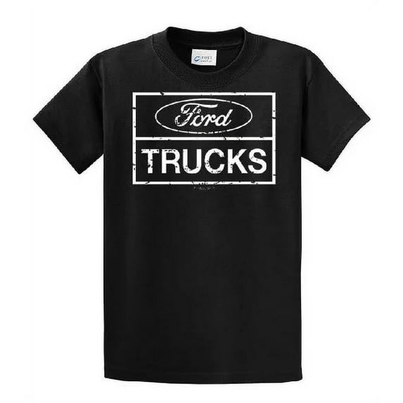 Ford Trucks Classic Square Logo Men's Short Sleeve T-shirt Pickup Truck F150 F250 Ford Motor Company Tee-Black-5Xl