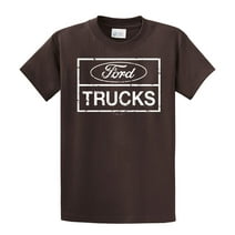 Ford Trucks Classic Square Logo Men's Short Sleeve T-shirt Pickup Truck F150 F250 Ford Motor Company Tee-Brown-Small