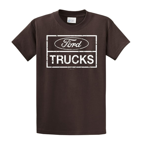 Ford Trucks Classic Square Logo Men's Short Sleeve T-shirt Pickup Truck F150 F250 Ford Motor Company Tee-Brown-Small