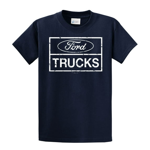 Ford Trucks Classic Square Logo Men's Short Sleeve T-shirt Pickup Truck F150 F250 Ford Motor Company Tee-Navy-XL