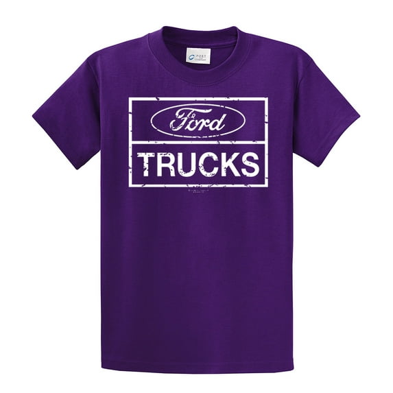 Ford Trucks Classic Square Logo Men's Short Sleeve T-shirt Pickup Truck F150 F250 Ford Motor Company Tee-Purple-Medium