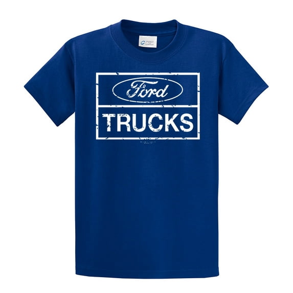 Ford Trucks Classic Square Logo Men's Short Sleeve T-shirt Pickup Truck F150 F250 Ford Motor Company Tee-Royal-XXL