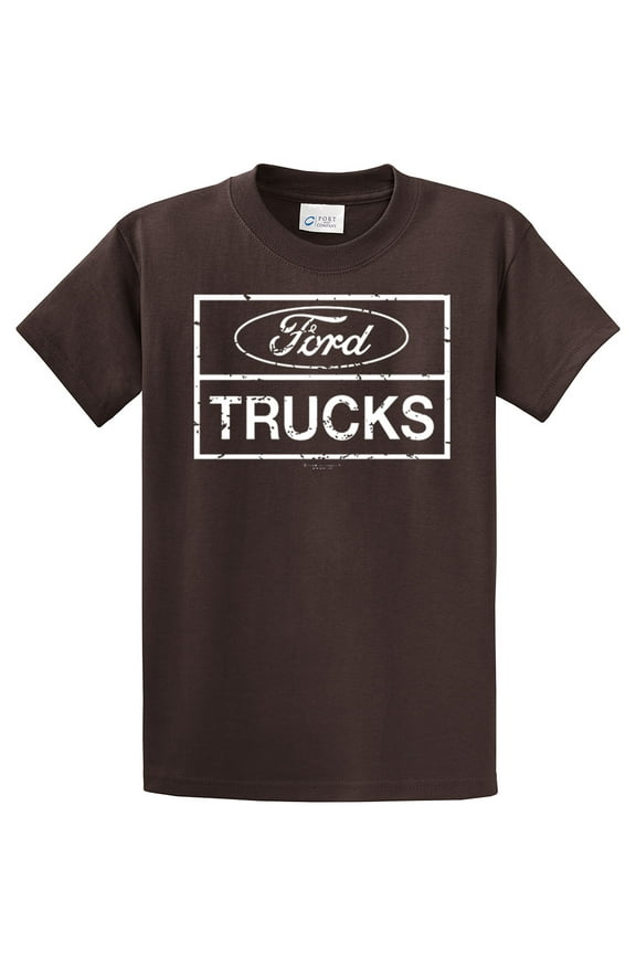 Ford Trucks Classic Square Logo Men's Short Sleeve T-shirt Pickup Truck F150 F250 Ford Motor Company Tee-brown-4xl