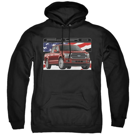 Ford Trucks F 150 Flag Adult Pullover Hoodie Sweatshirt Black