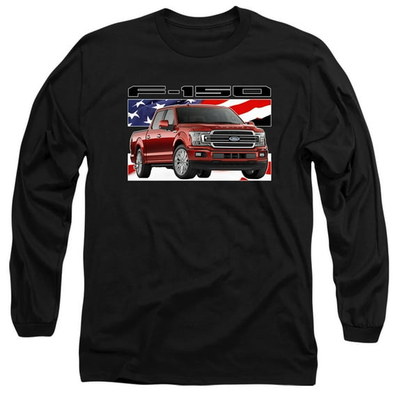 Ford Trucks F 150 Flag Long Sleeve Adult 18/1 T-Shirt Black