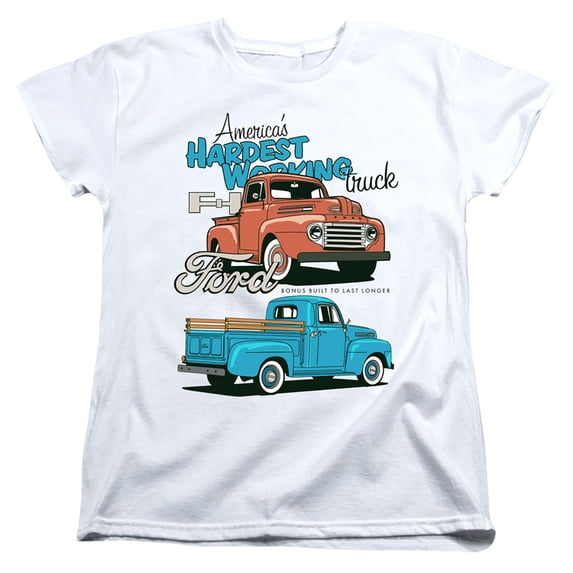 Ford Trucks Hardest Working S/S Women's T-Shirt White