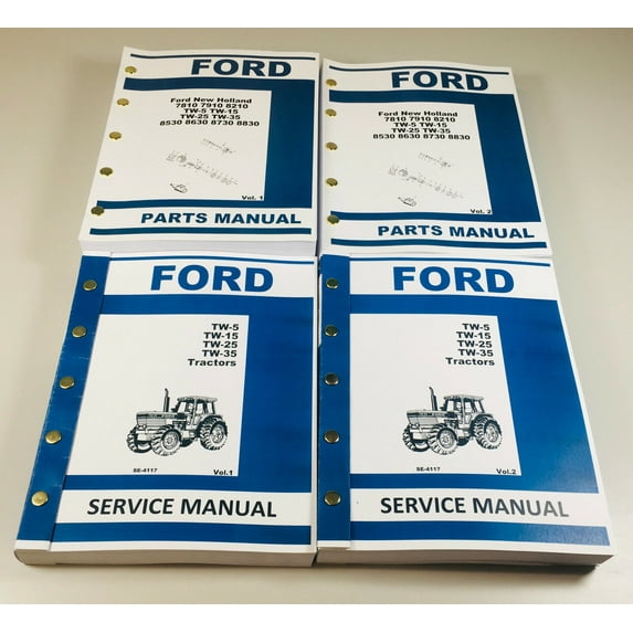 Ford Tw5 Tw15 Tw25 Tw35 Tractor Service Manual Parts Catalog Shop Book Ovhl Set