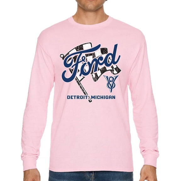 Ford V8 Detroit Michigan Long Sleeve T-shirt Checkered Flag American Muscle Car Racing Mustang Shelby GT Performance