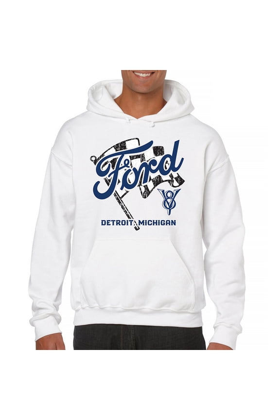 Ford V8 Detroit Michigan Sweatshirt Checkered Flag American Muscle Car Racing Mustang Shelby GT Performance Hoodie