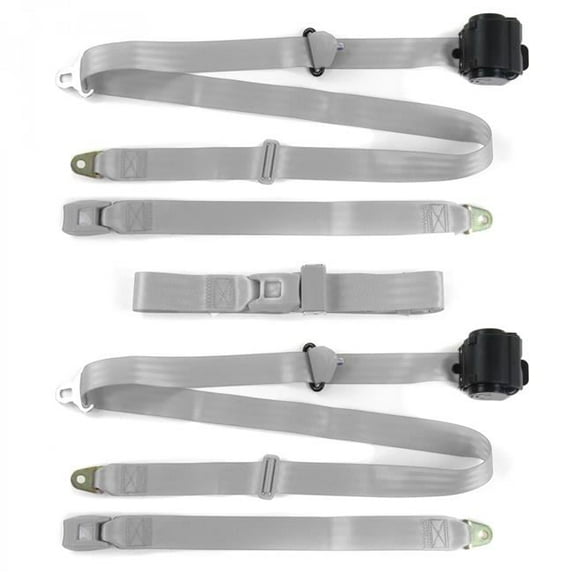 Ford Van 1961-1967 Standard 3 Point Gray & Grey Retractable Bench Seat Belt Kit - 3 Belts