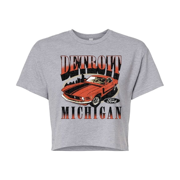 Ford - Vintage Mustang Detroit - Juniors Cropped Graphic T-Shirt