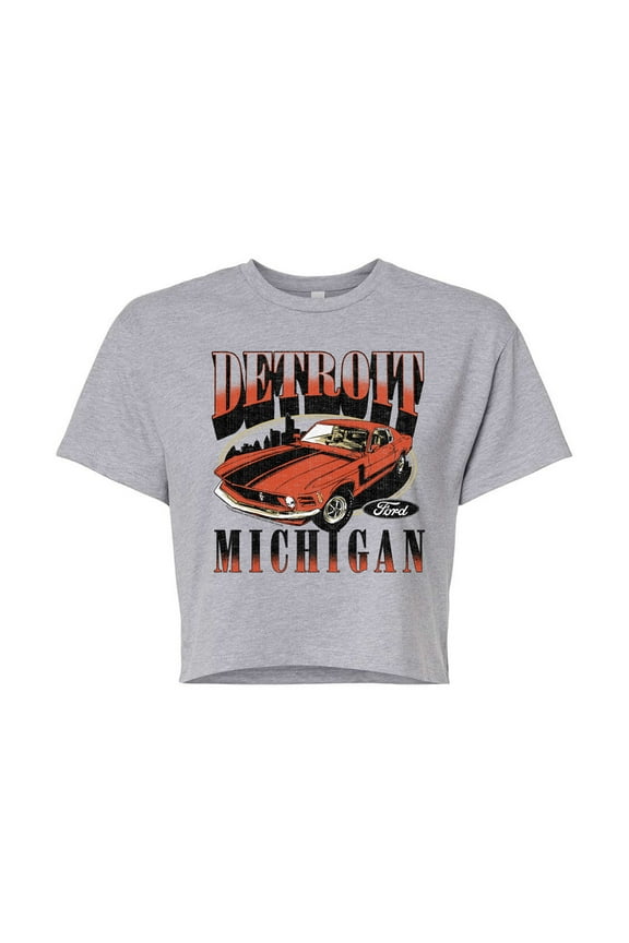 - Vintage Mustang Detroit - Juniors Cropped Graphic T-Shirt