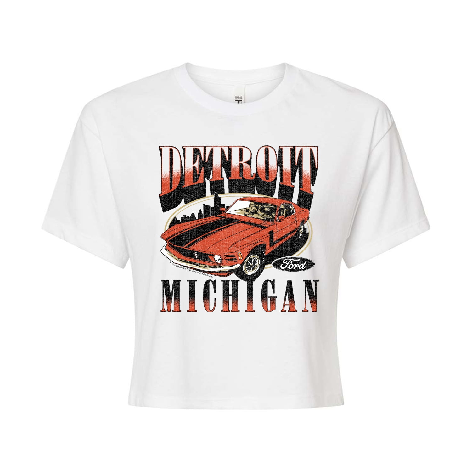 Ford - Vintage Mustang Detroit - Juniors Cropped Graphic T-Shirt