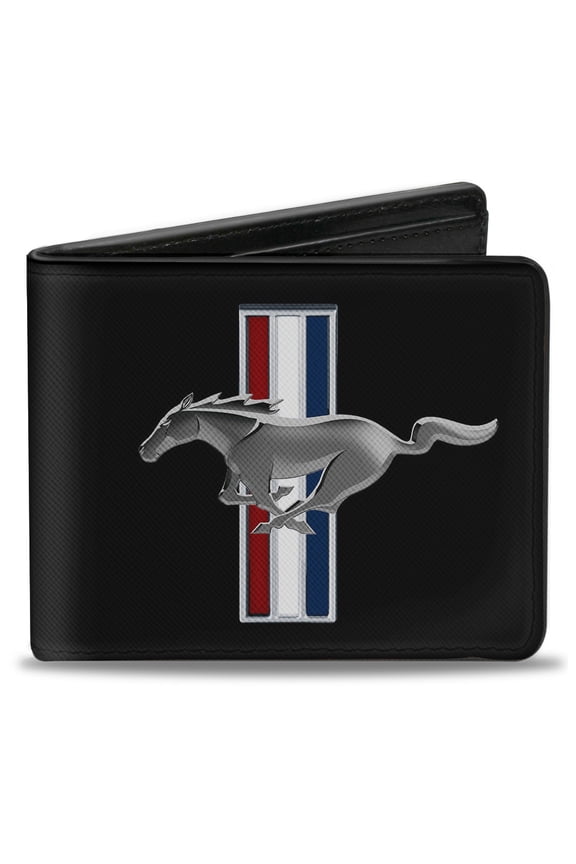 Ford Wallet, Bifold, Ford Mustang Bars Logo Centered, Vegan Leather