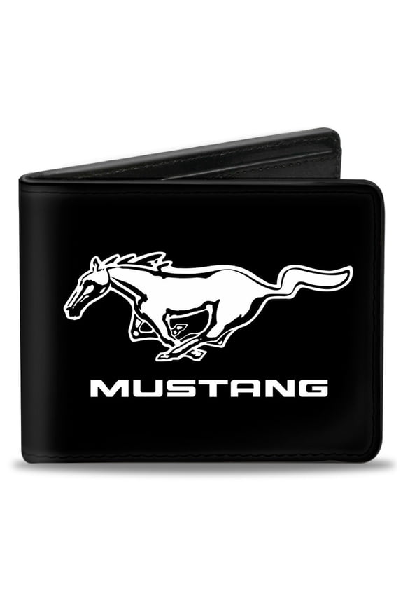 Ford Wallet, Bifold, Ford Mustang Black White Logo Centered, Vegan Leather