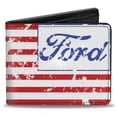 thumbnail image 1 of Ford Wallet, Bifold, Ford Script Americana Flag Weathered White Red Blue, Vegan Leather, 1 of 5