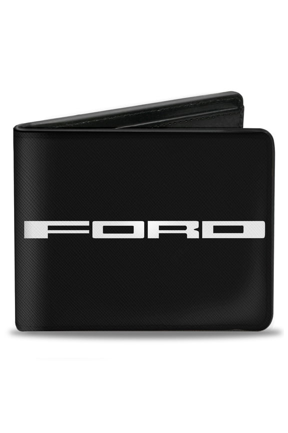 Ford Wallet, Bifold, Ford Text Americana Camo Black White Red Blue, Vegan Leather