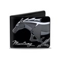 thumbnail image 1 of Ford Wallet, Bifold, Mustang Chrome Pony Mustang Script Black Silver, Vegan Leather, 1 of 4