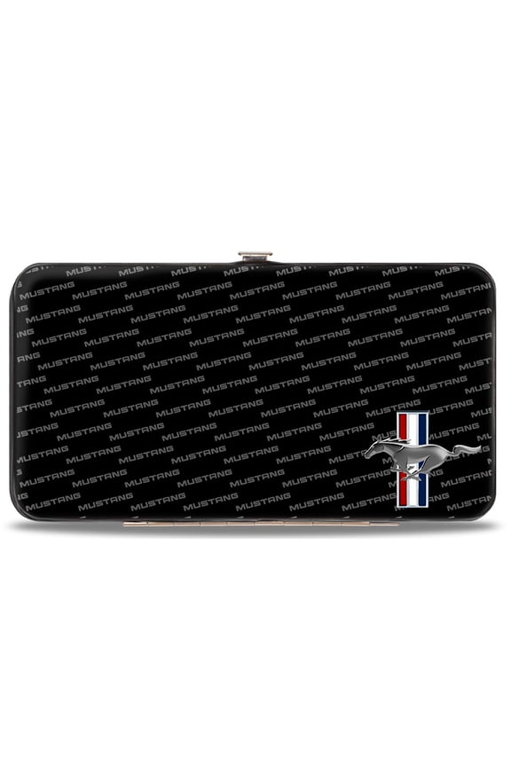 Ford Wallet, Hinged, Ford Mustang Bars Corner Text, Vegan Leather