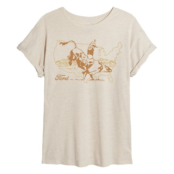 Ford - Western Bull Rider - Juniors Oversized Graphic T-Shirt