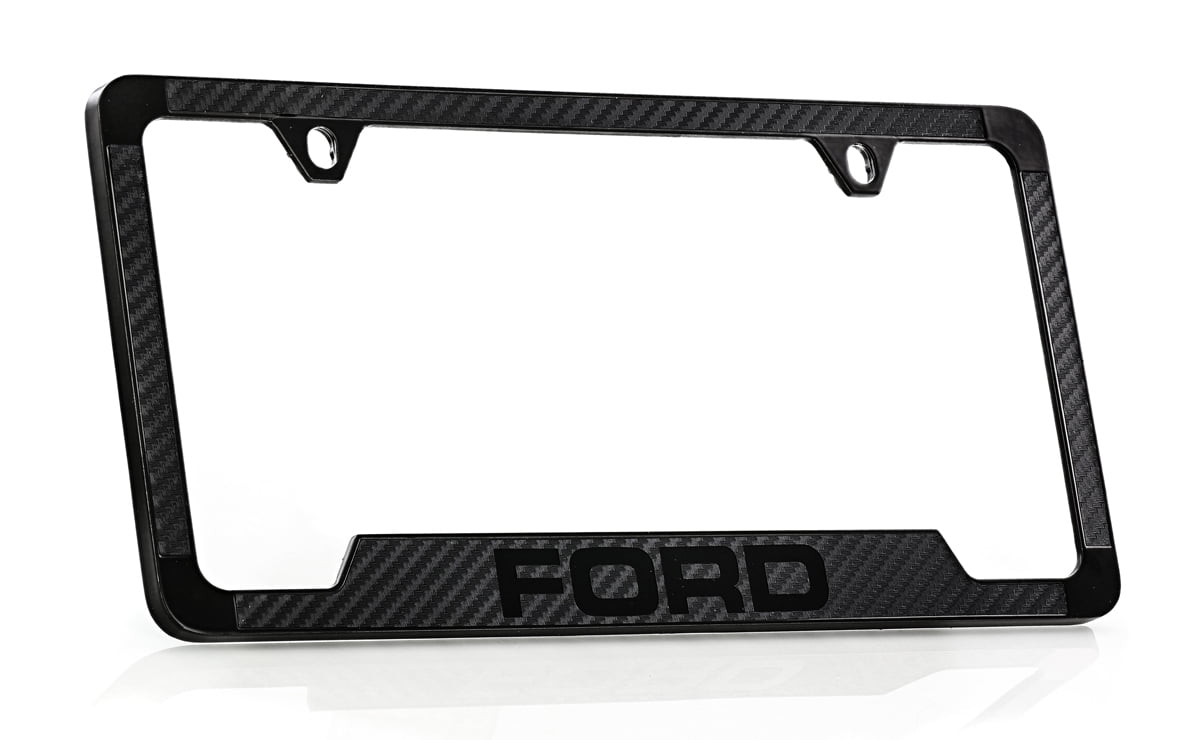 Ford blacked out with carbon fiber inlay zinc license plate frame 2 hole
