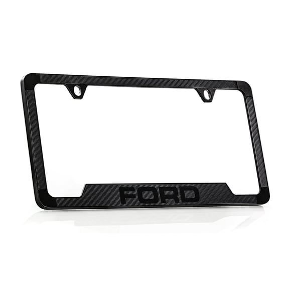Ford blacked out with carbon fiber inlay zinc license plate frame 2 hole