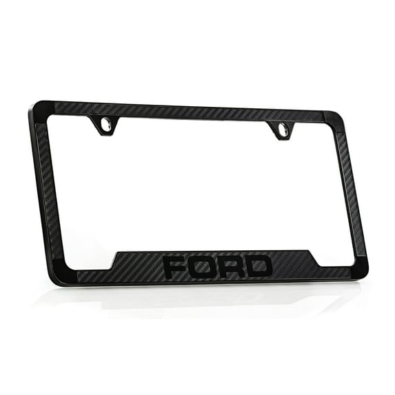 Ford blacked out with carbon fiber inlay zinc license plate frame 2 hole