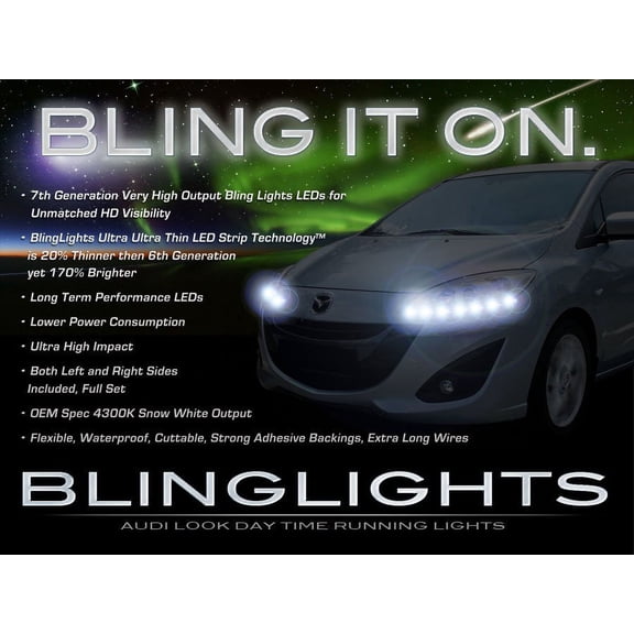 Ford i-MAX LED DRL Light Strips for Headlamps Headlights Head Lamps Day Time Running Strip Lights