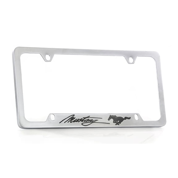 Ford mustang satin metallic finish brass metal license frame holder 4 hole