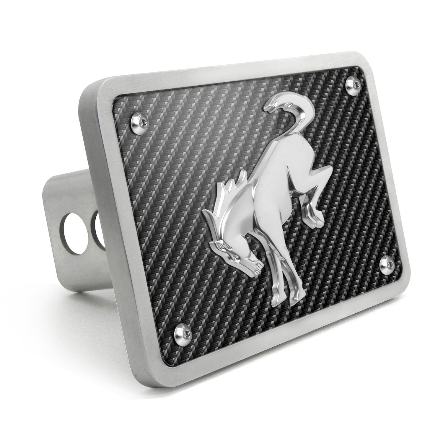 Ford New Bronco 3D Chrome Logo On Black Oval Billet Aluminum 2 Inch Tow Hitch Cover