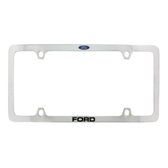 Ford with Logo Thin Rim Chrome Plated Brass Metal License Plate Frame Holder 4 Hole