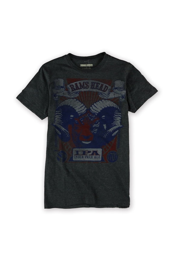 Mens Rams Head IPA Graphic T-Shirt, Grey, Small