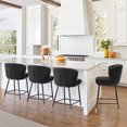 thumbnail image 1 of Foreate 26" Boucle Counter Height Bar Stools Set of 4 - with Channel Tufted Scalloped Back, 3" Thick Seat for Kitchen Counter, Gray, 1 of 7