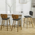 thumbnail image 1 of Foreate 26" Counter Height Bar Stools, Set of 3 with Mid-Back, Modern Wooden Stool Leather Upholstered Bar Chair Mid Century for Kitchen Island Dining Room Office, 1 of 10