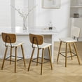 thumbnail image 1 of Foreate 26" Counter Height Bar Stools, Set of 3 with Mid-Back, Modern Wooden Stool Leather Upholstered Bar Chair Mid Century for Kitchen Island Dining Room Office, 1 of 11