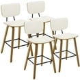 thumbnail image 1 of Foreate 26" Counter Height Bar Stools, Set of 4 with Mid-Back, Modern Wooden Stool Leather Upholstered Bar Chair Mid Century for Kitchen Island Dining Room Office, 1 of 11