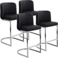 thumbnail image 1 of Foreate 26" Counter Height Bar Stools Set of 4 Modern Counter Stools with Back and C-Shaped Metal Frame, Upholstered Faux Leather Bar Chairs Island Stools for Kitchen Counter, Home Bar, Pub, Black, 1 of 8