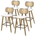thumbnail image 1 of Foreate 26" Counter Height Bar Stools, Set of 4 with Rattan Mid-Back, Modern Wooden Stool Boucle Fabric Upholstered Bar Chair Mid Century for Kitchen Island Dining Room Office, 1 of 10