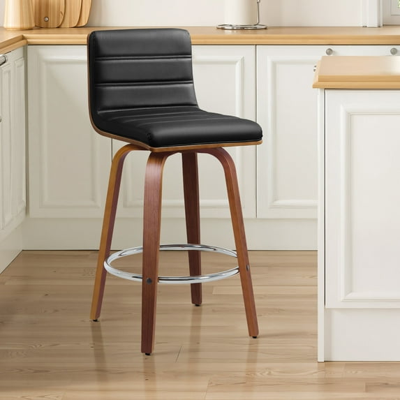 Foreate 26" Swivel Counter Height Bar Stool, PU Leather, 440LBS Capacity, Mid-Century Modern Design for Kitchen & Bar
