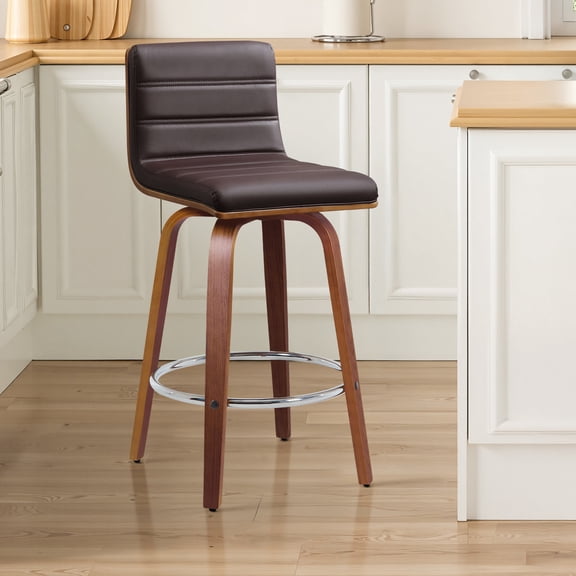 Foreate 26" Swivel Counter Height Bar Stool, PU Leather, 440LBS Capacity, Mid-Century Modern Design for Kitchen & Bar
