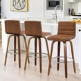 thumbnail image 1 of Foreate 29" Swivel Bar Height Bar Stool, Set of 3, PU Leather, 440LBS Capacity, Mid-Century Modern Design for 40 - 43in Tables, 1 of 8